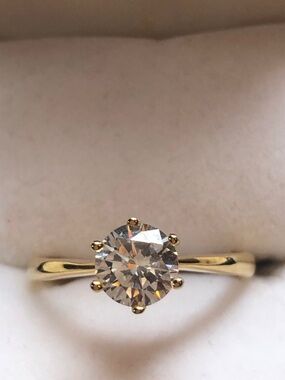 Vacation ring 2 carat solitaire stone gold plated steel